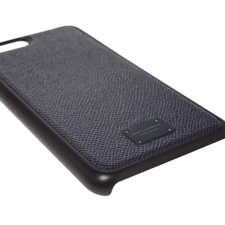 Pre Owned Dolce & Gabbana Navy Blue Leather iPhone 7/8 Plus Case