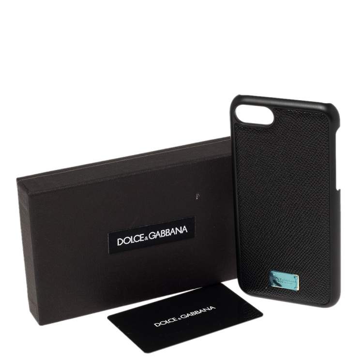 Pre Owned Dolce & Gabbana Black Leather iPhone 7 Cover