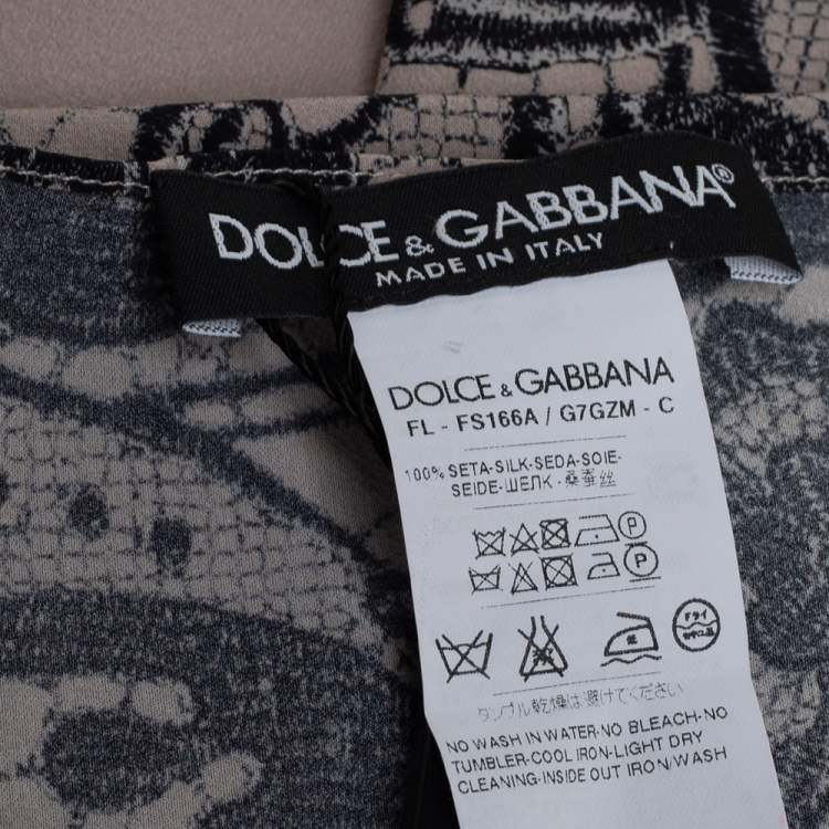 Pre Owned Dolce & Gabbana Beige Lace Printed Silk Scarf