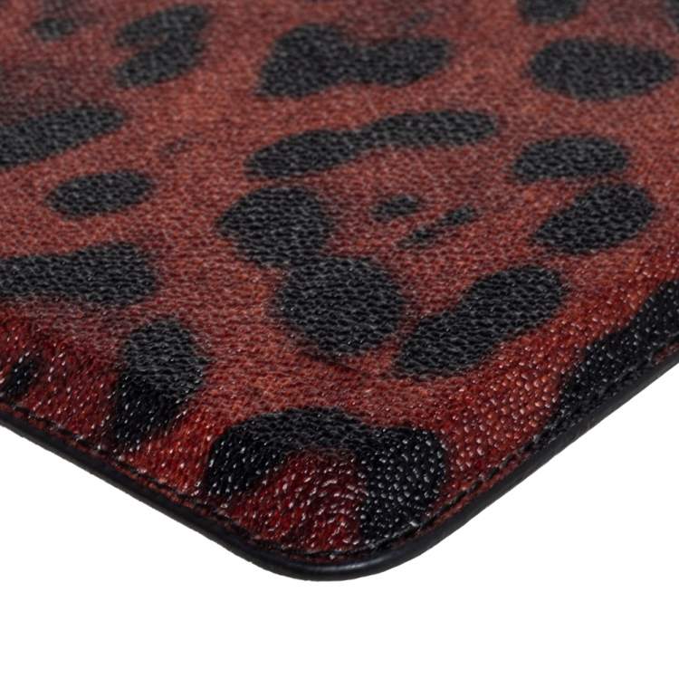 Pre Owned Dolce & Gabbana Black/Brown Leopard Print Coated Canvas iPad 2 Case