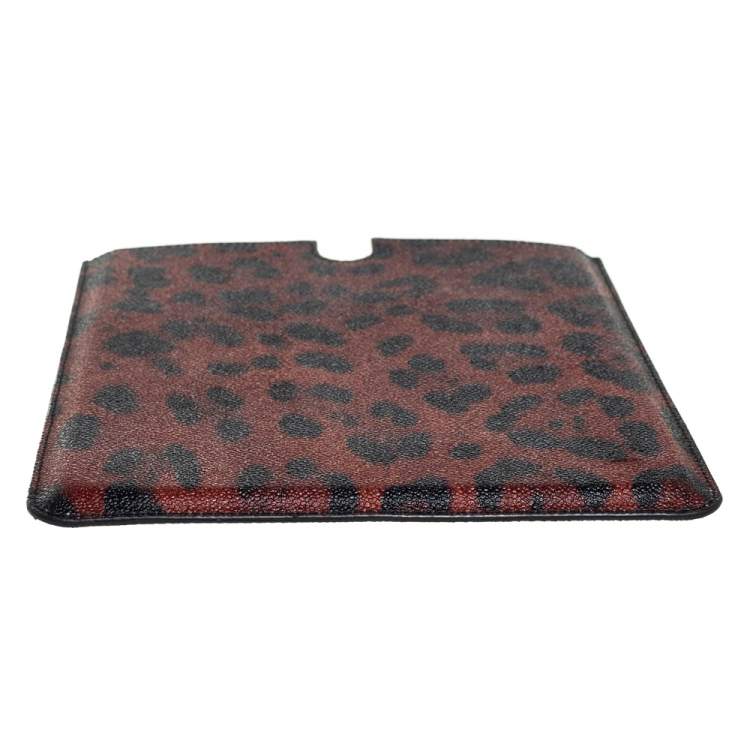 Pre Owned Dolce & Gabbana Black/Brown Leopard Print Coated Canvas iPad 2 Case