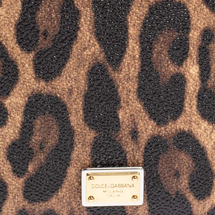 Pre Owned Dolce & Gabbana Brown/Black Animal Print Coated Canvas Passport Holder
