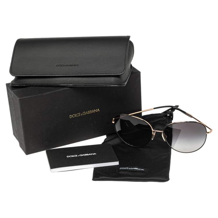 Pre Owned Dolce & Gabbana Black/Rose Gold Tone DG 2194 Oval Gradient Sunglasses
