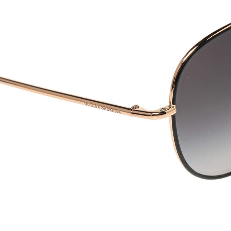 Pre Owned Dolce & Gabbana Black/Rose Gold Tone DG 2194 Oval Gradient Sunglasses