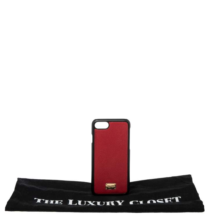 Pre Owned Dolce & Gabbana Red Leather iPhone 7 Case