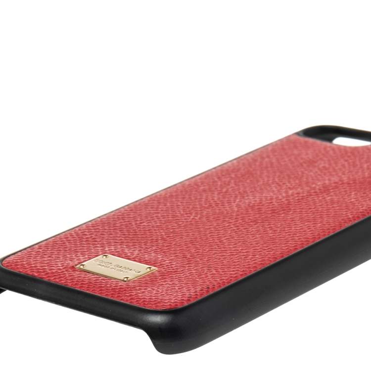 Pre Owned Dolce & Gabbana Red Leather iPhone 7 Case