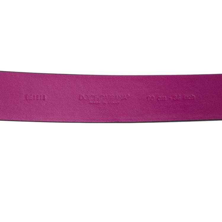 Pre Owned Dolce & Gabbana Black/Pink Leather DG Logo Buckle Belt 90M