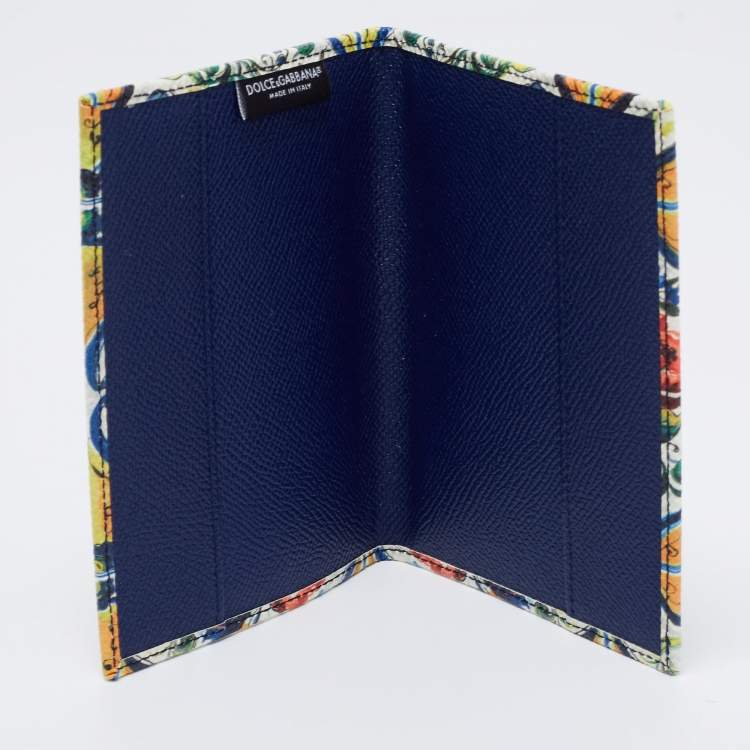Pre Owned Dolce & Gabbana Multicolor Flower Print Leather Passport Holder