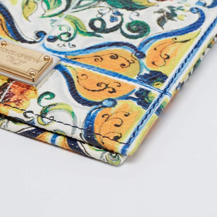 Pre Owned Dolce & Gabbana Multicolor Flower Print Leather Passport Holder