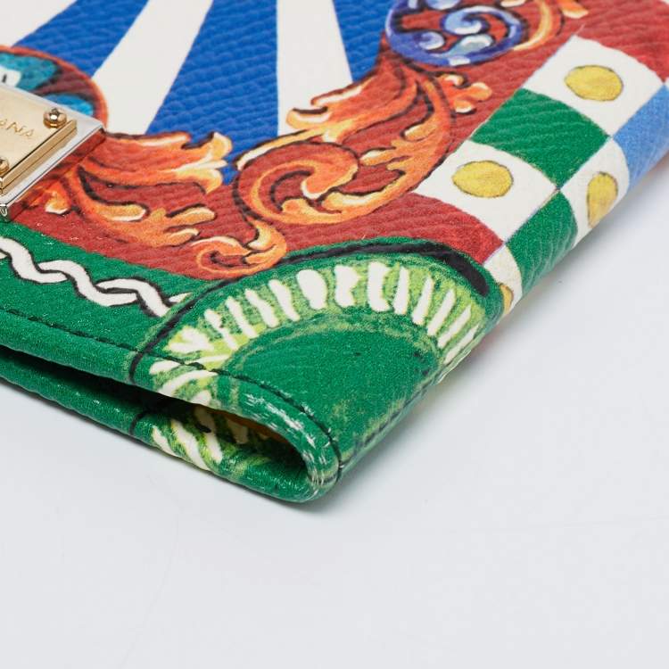 Pre Owned Dolce & Gabbana Multicolor Printed Leather Passport Holder