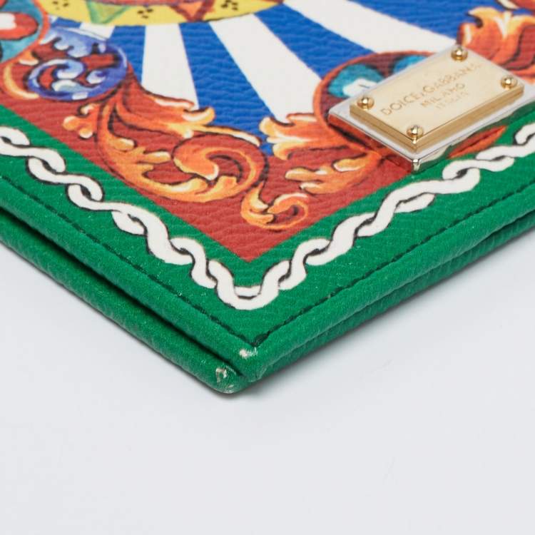 Pre Owned Dolce & Gabbana Multicolor Printed Leather Passport Holder