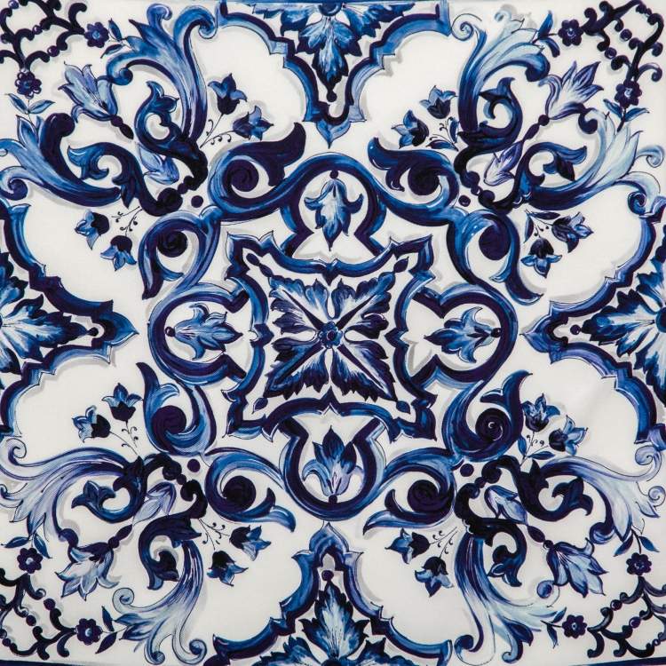 Dolce & Gabbana Blue Majolica Print Silk Square Scarf Dolce & Gabbana