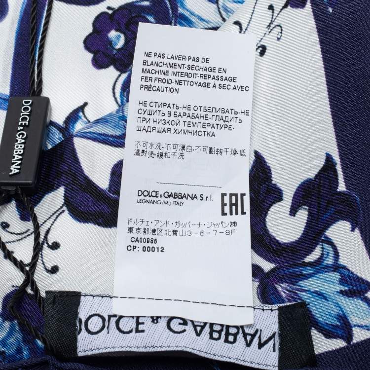 Pre Owned Dolce & Gabbana Blue Majolica Print Silk Square Scarf