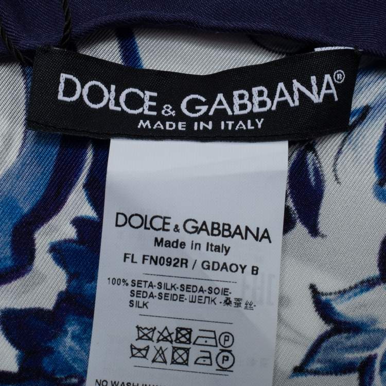 Pre Owned Dolce & Gabbana Blue Majolica Print Silk Square Scarf