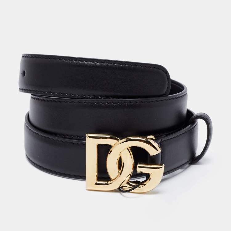Dolce And Gabbana Black Belt Calfskin Belt With Branded Tag
