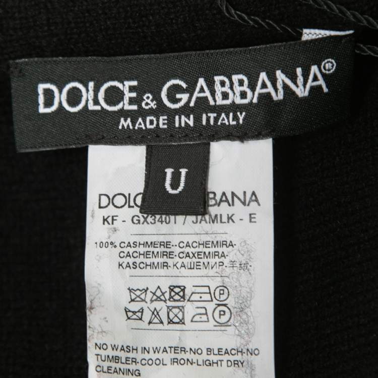 Pre Owned Dolce & Gabbana Maroon/Black Logo Royal Love Cashmere Knit Stole