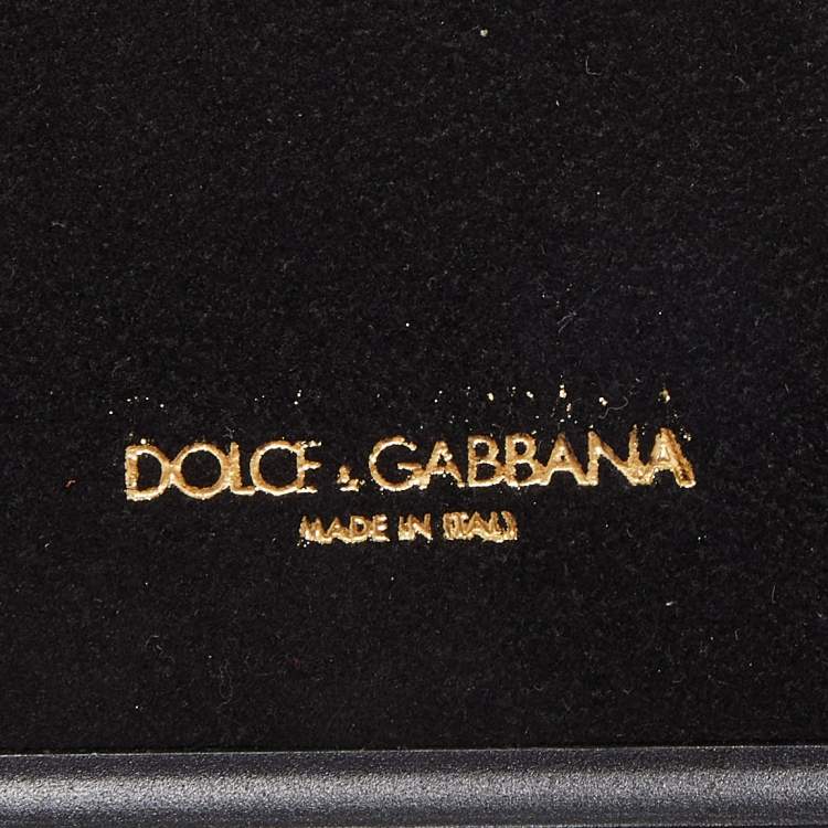 Pre Owned Dolce & Gabbana Black Polkadot Crystal Embellished Leather iPhone 7 Plus Case