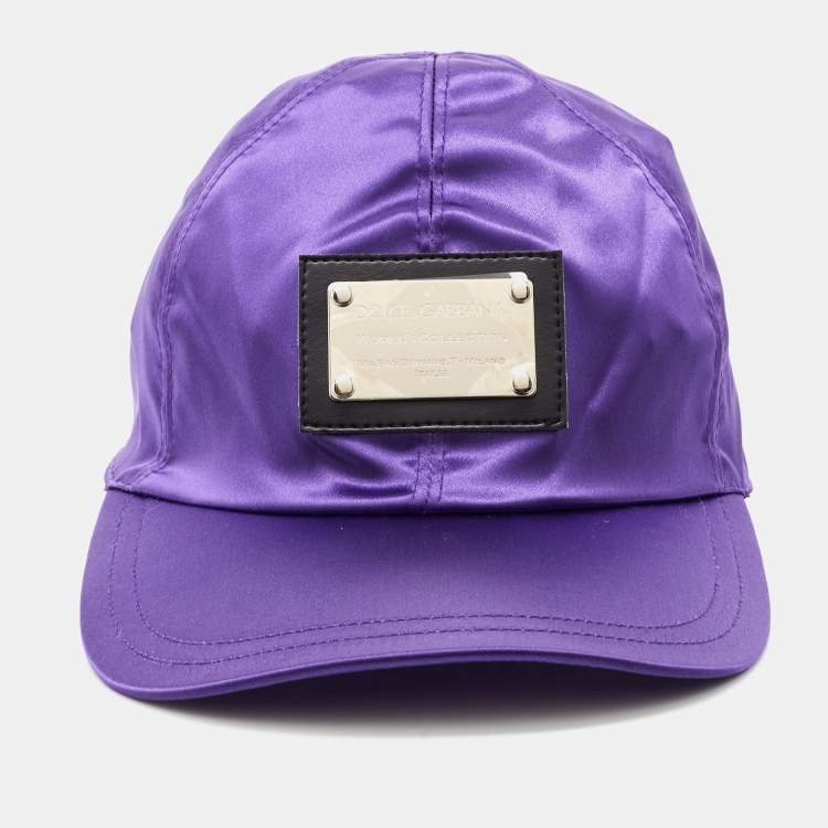 مملوكة مسبقًا Dolce & Gabbana Vintage Purple Satin Logo Patch Cap Size 56
