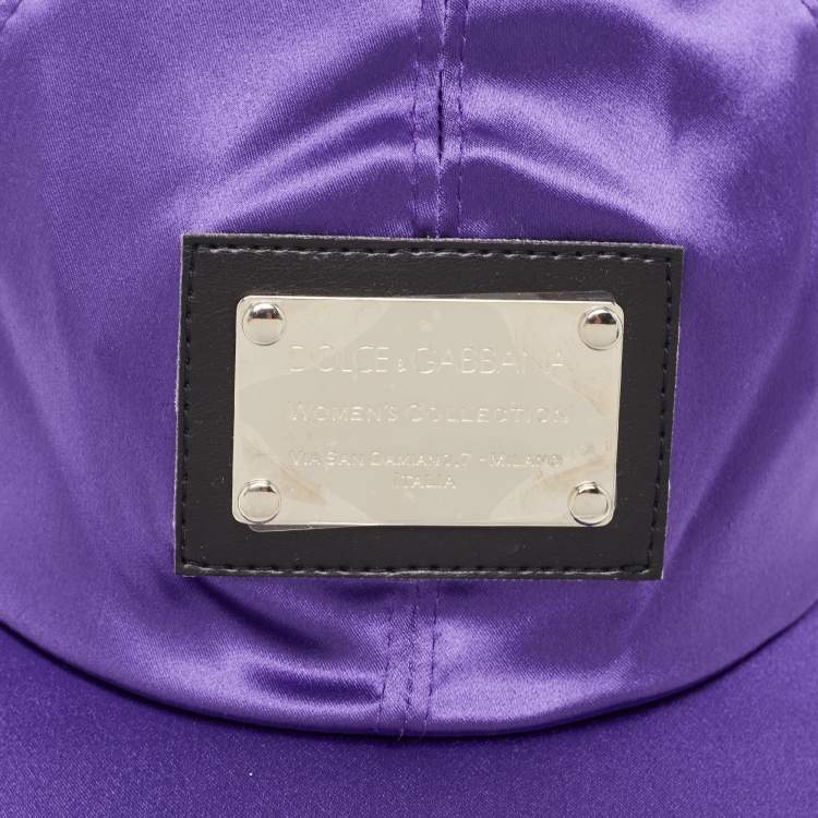 مملوكة مسبقًا Dolce & Gabbana Vintage Purple Satin Logo Patch Cap Size 56