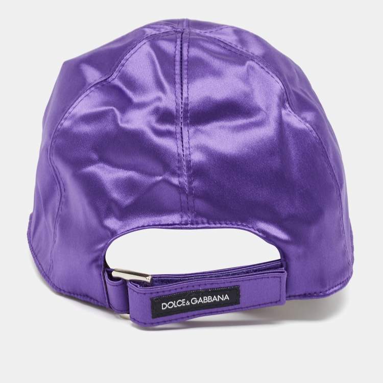 مملوكة مسبقًا Dolce & Gabbana Vintage Purple Satin Logo Patch Cap Size 56