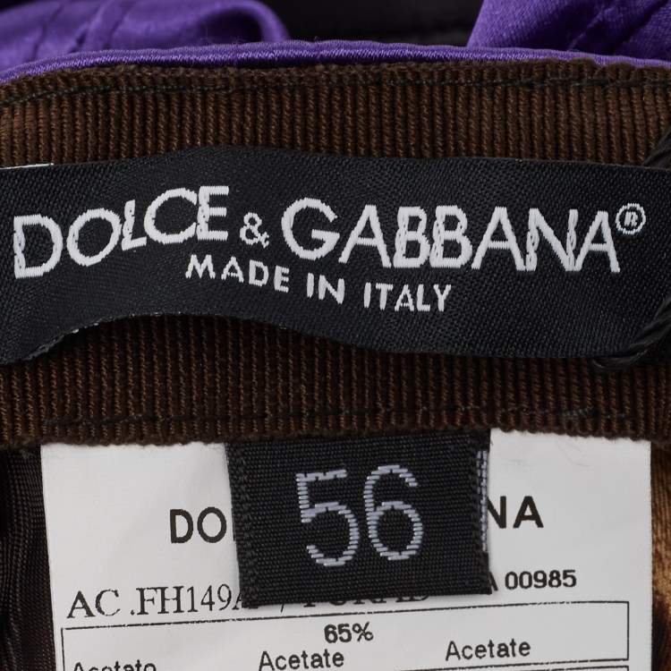 مملوكة مسبقًا Dolce & Gabbana Vintage Purple Satin Logo Patch Cap Size 56