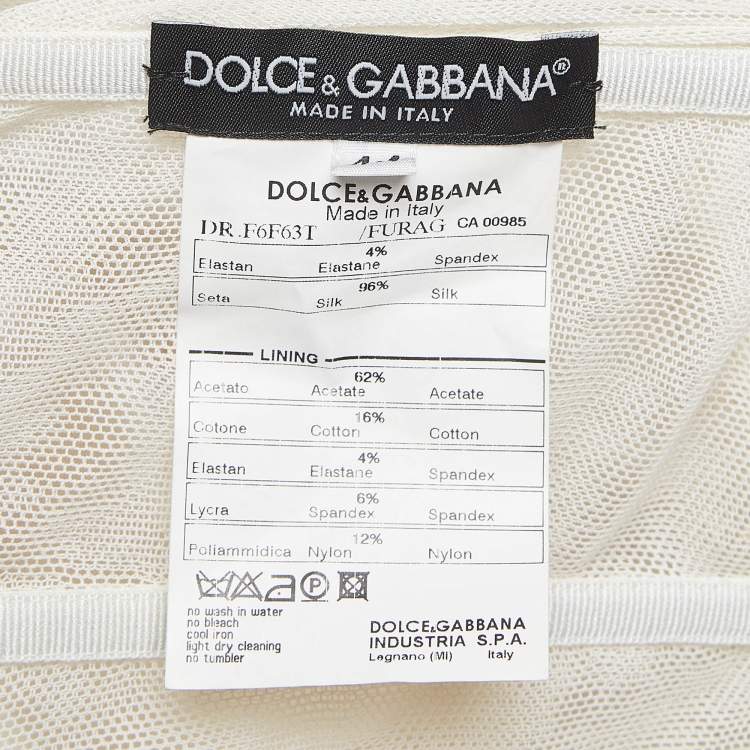 Pre Owned Dolce & Gabbana Cream Satin Tube Mini Dress M