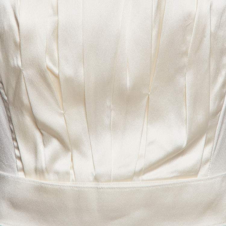 Pre Owned Dolce & Gabbana Cream Satin Tube Mini Dress M