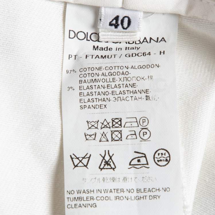 Pre Owned Dolce & Gabbana White Victorian Garden Print Denim Jeans S Waist 25"