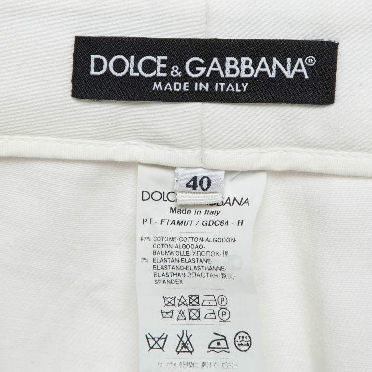 Pre Owned Dolce & Gabbana White Victorian Garden Print Denim Jeans S Waist 25"