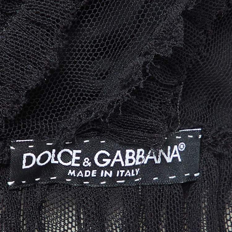 Pre Owned Dolce and Gabbana Black Mesh Corset Top M
