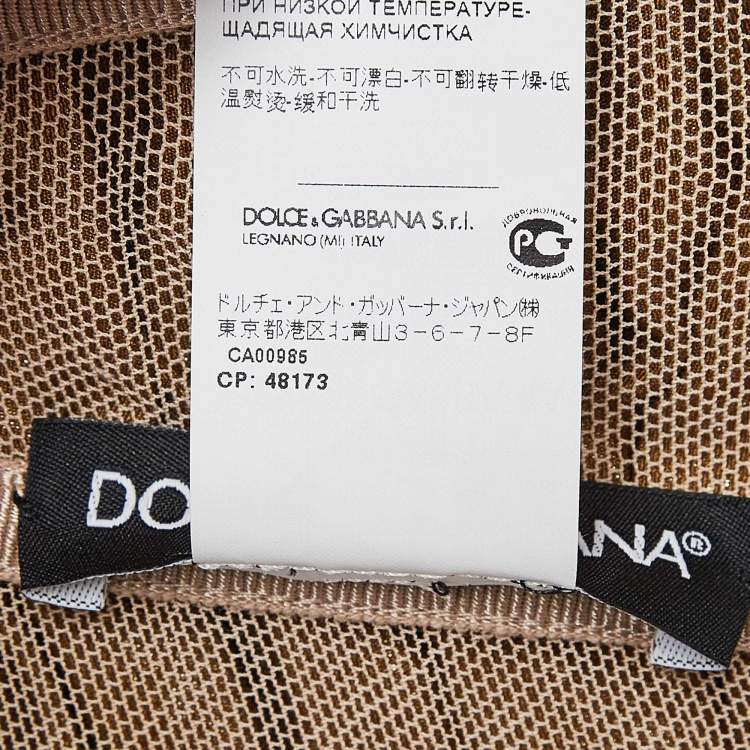 Pre Owned Dolce & Gabbana Metallic Gold Lame Ruche Off-Shoulder Dress M