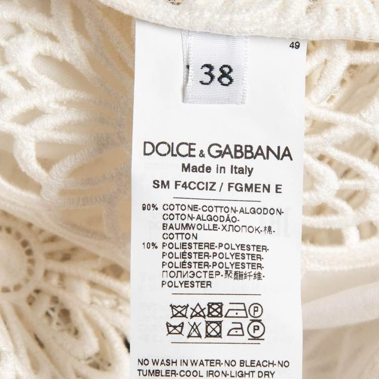 Pre Owned Dolce & Gabbana White Guipure Lace Cotton Blend Mini Skirt S