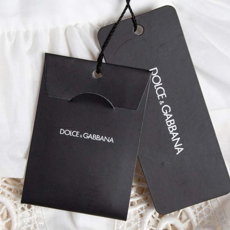 Pre Owned Dolce & Gabbana White Guipure Lace Cotton Blend Mini Skirt S