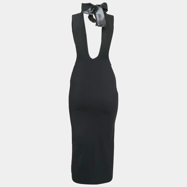 Pre Owned Dolce & Gabbana Black Jersey Cut-Out Midi Dress S