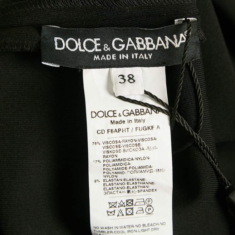 Pre Owned Dolce & Gabbana Black Jersey Cut-Out Midi Dress S