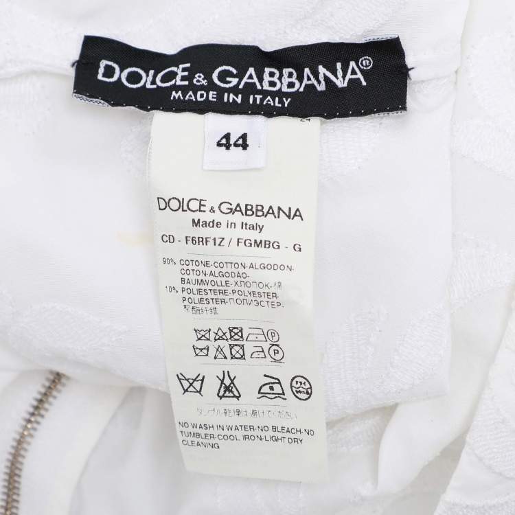 Pre Owned Dolce & Gabbana White Embroidered Cotton Midi Dress S