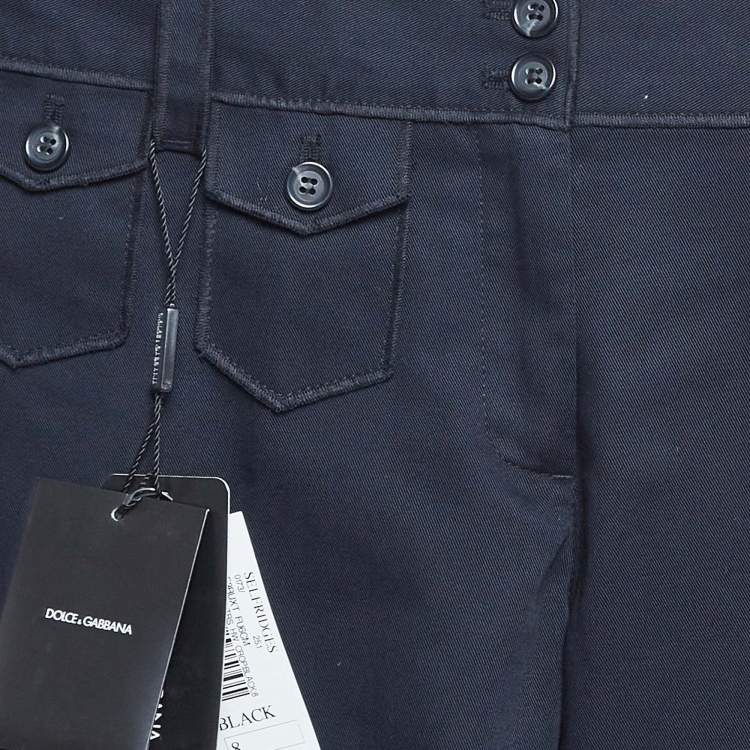 Pre Owned Dolce & Gabbana Navy Blue Gabardine Cropped Trousers S