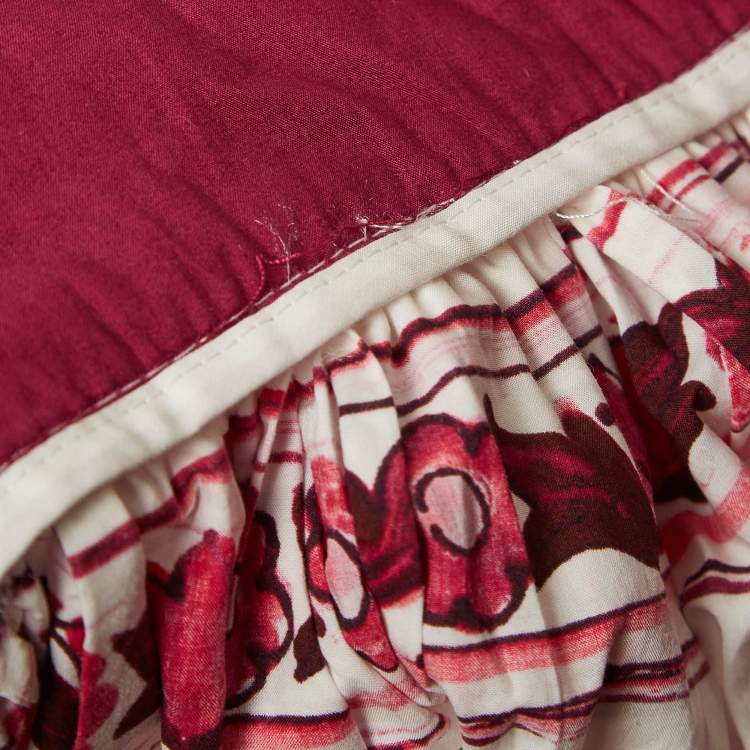 Pre Owned Dolce & Gabbana Pink Majolica Print Poplin Flared Midi Skirt S