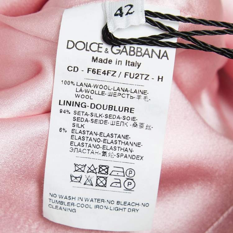 Pre Owned Dolce & Gabbana Pink Wool Shoulder Detail Mini Dress M
