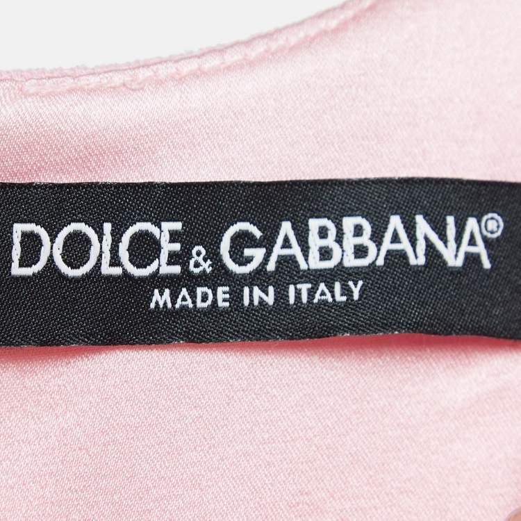 Pre Owned Dolce & Gabbana Pink Wool Shoulder Detail Mini Dress M