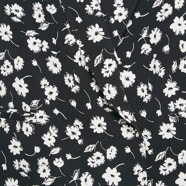 Pre Owned Dolce & Gabbana Black Floral Print Crepe Blazer M