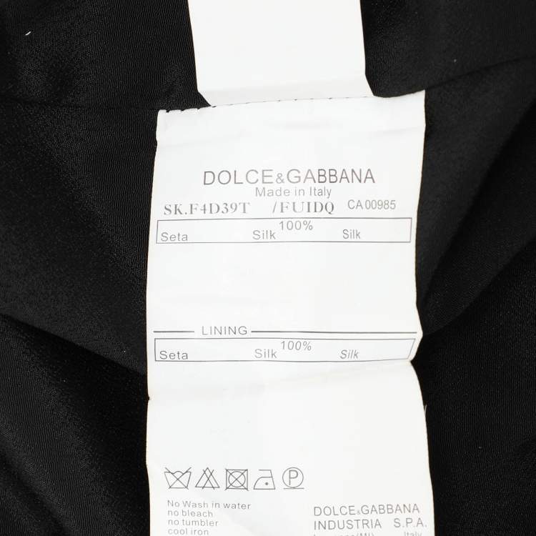 Pre Owned Dolce & Gabbana Black Silk Bow Midi Skirt M