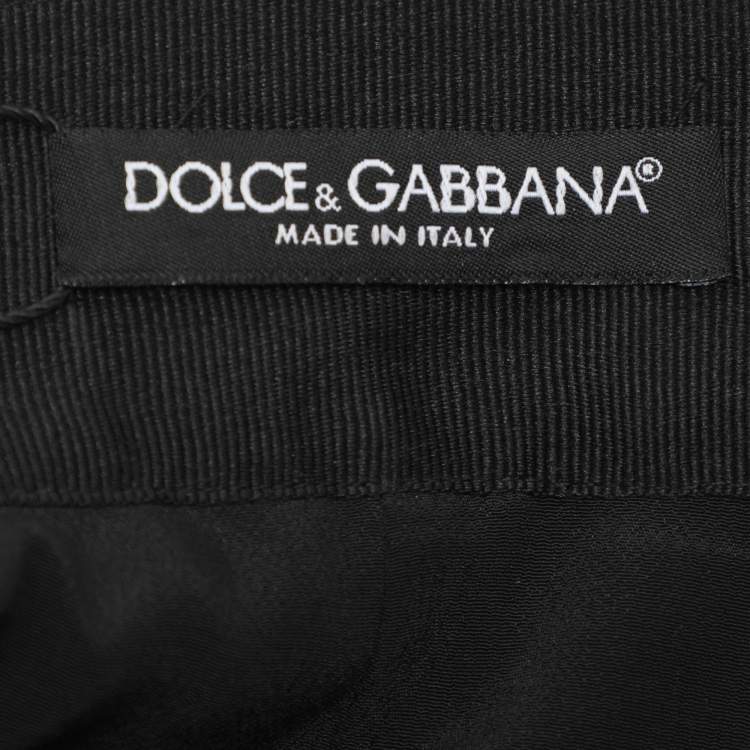 Pre Owned Dolce & Gabbana Black Silk Bow Midi Skirt M