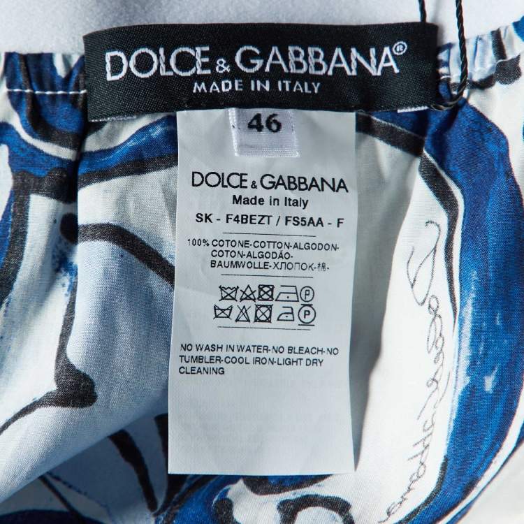 Pre Owned Dolce & Gabbana Multicolor Majolica Print Silk Cotton Bodysuit & Skirt Set L