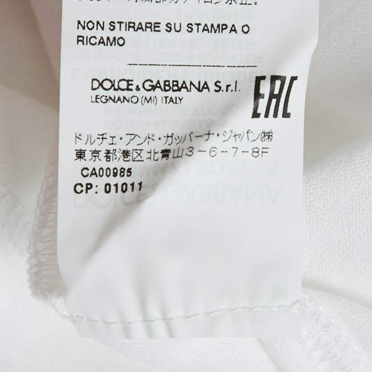 Pre Owned Dolce & Gabbana White Logo Embroidered Cotton T-Shirt S