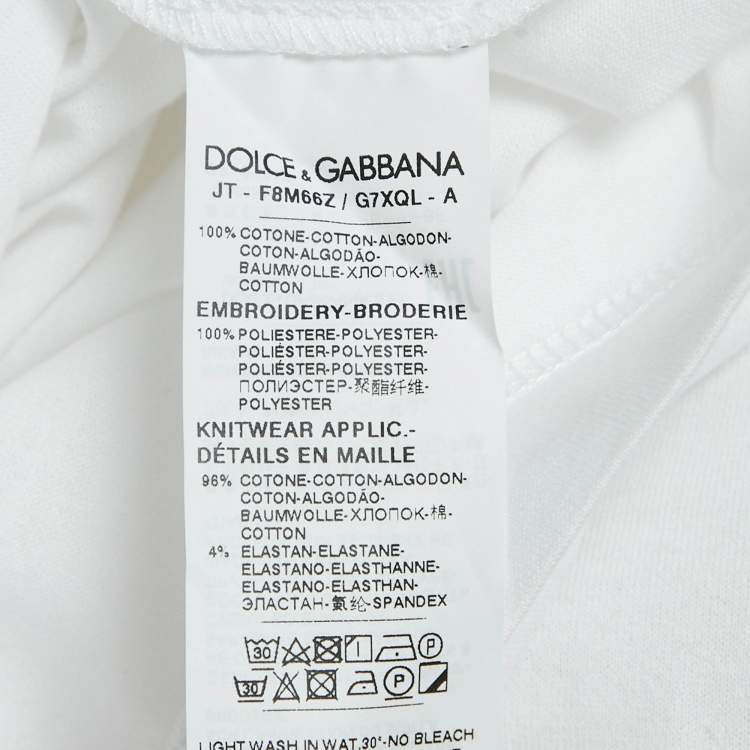 Pre Owned Dolce & Gabbana White Logo Embroidered Cotton T-Shirt S