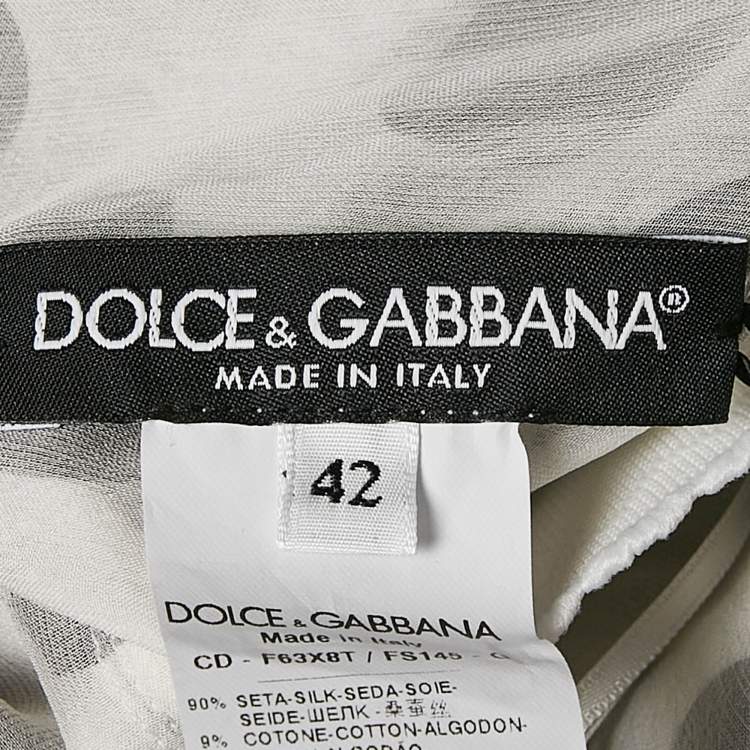 مملوكة مسبقًا Dolce & Gabbana White Polka Dot Print Ruffled Mini Dress M