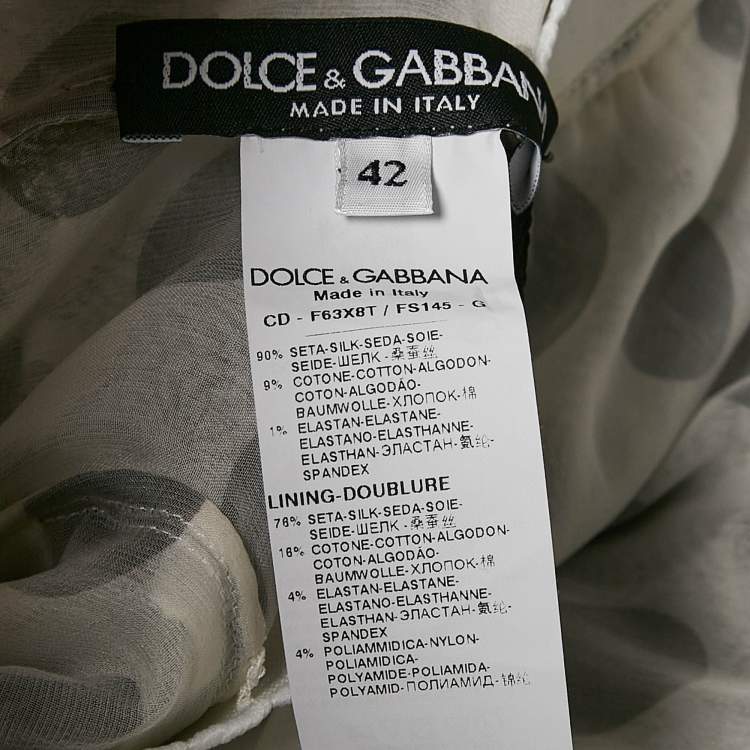 مملوكة مسبقًا Dolce & Gabbana White Polka Dot Print Ruffled Mini Dress M