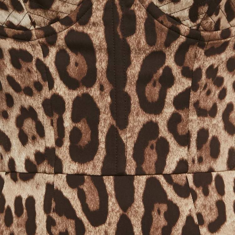 مملوكة مسبقًا Dolce & Gabbana Brown Leopard Print Silk Tube Dress M