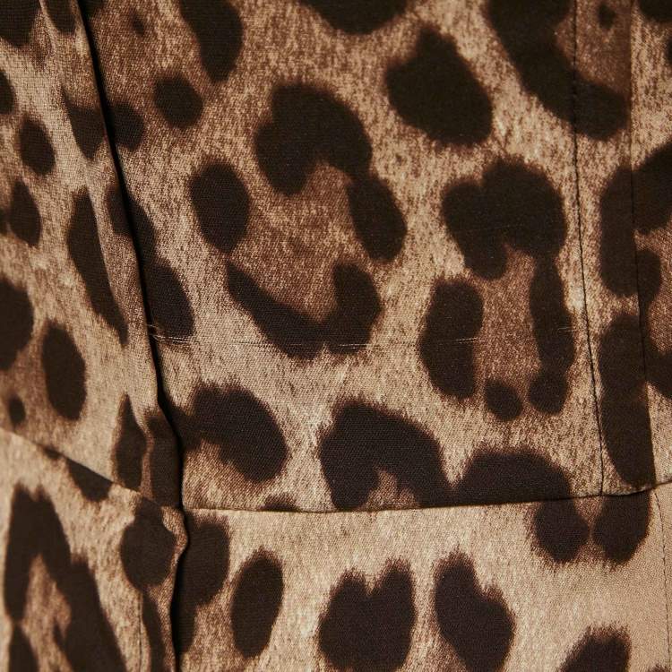 مملوكة مسبقًا Dolce & Gabbana Brown Leopard Print Silk Tube Dress M